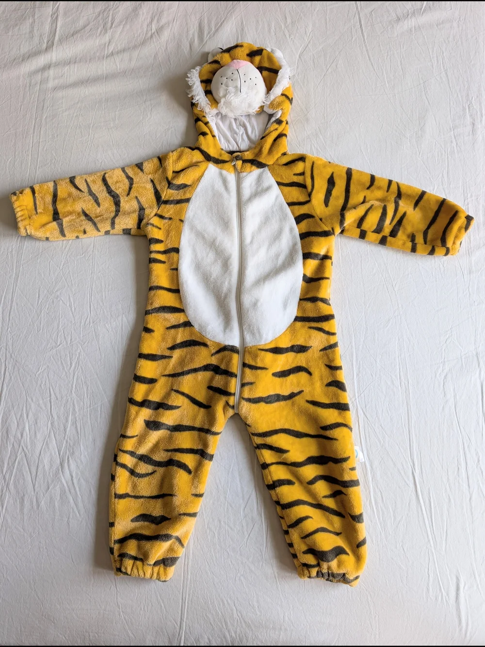 Tiger Costume Hooded One-Piece for Kids - Plush Animal Romper - Size 3T-4T